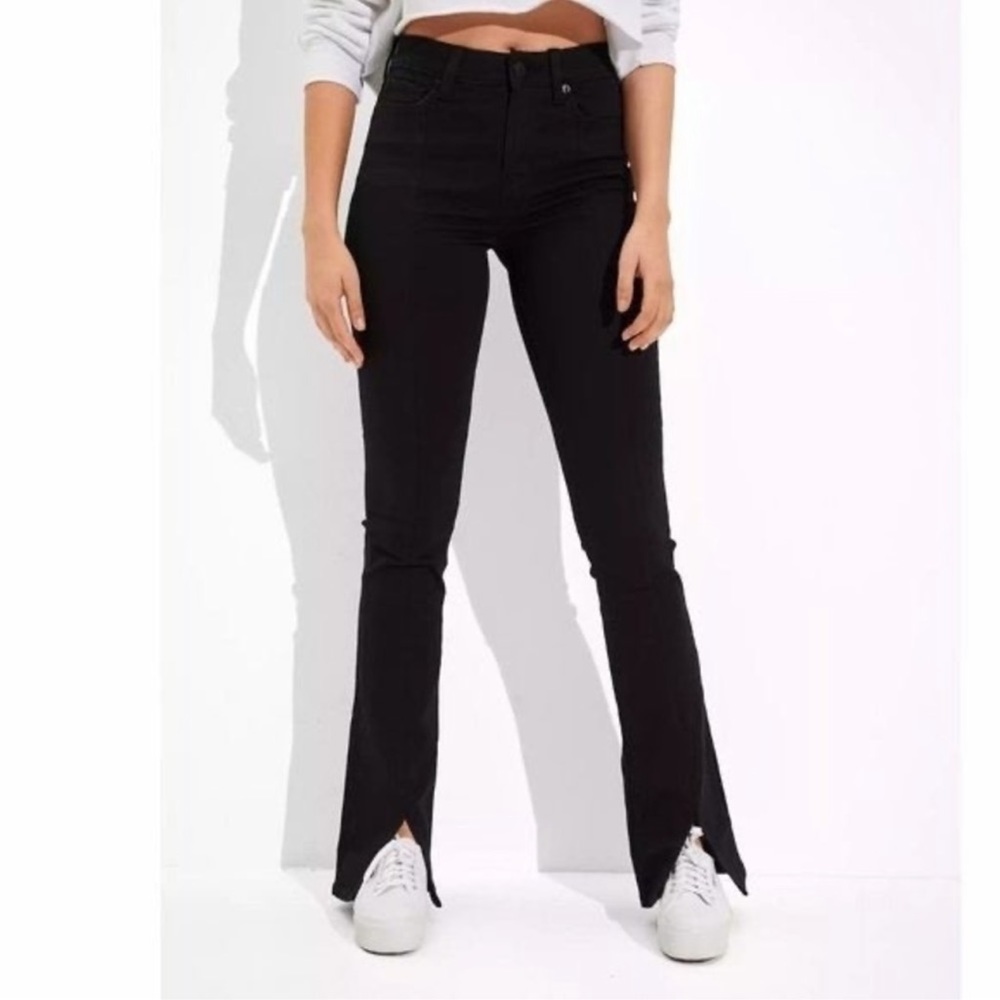 american eagle next level stretch black high rise skinny kick jeans